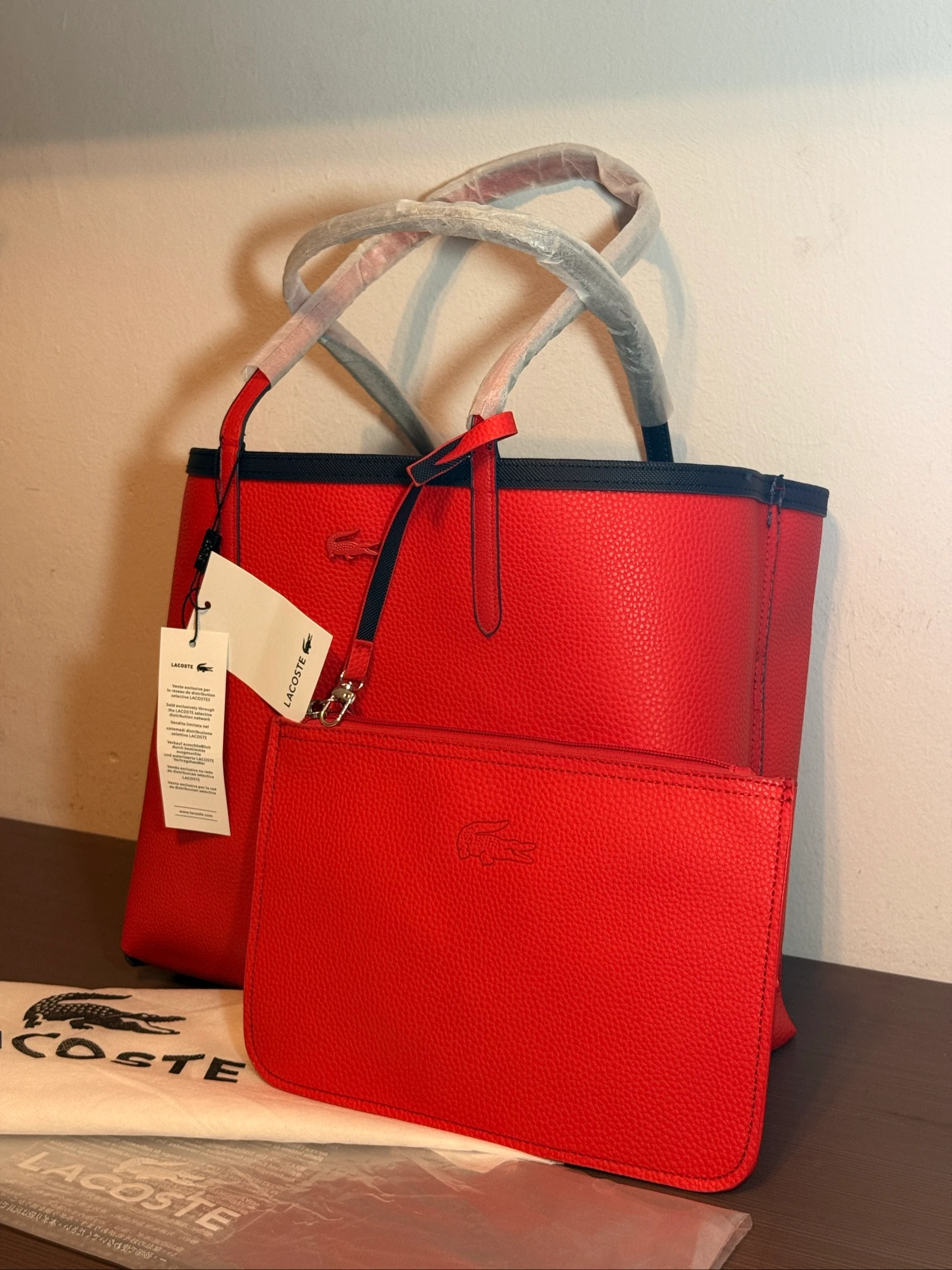 Bolsa tote Lacoste reversível - Azul e Vermelho – photo 4